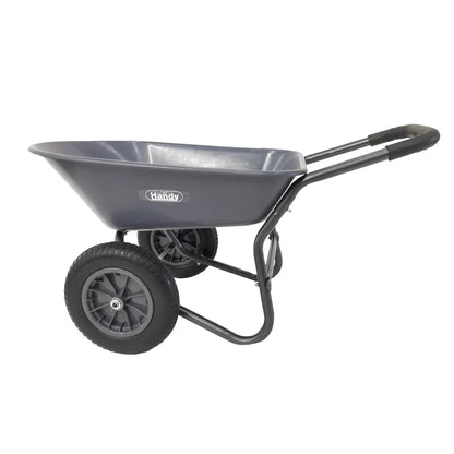 The Handy 78 Litre Galvanised Steel Wheelbarrow with Twin Puncture Proof Tyres