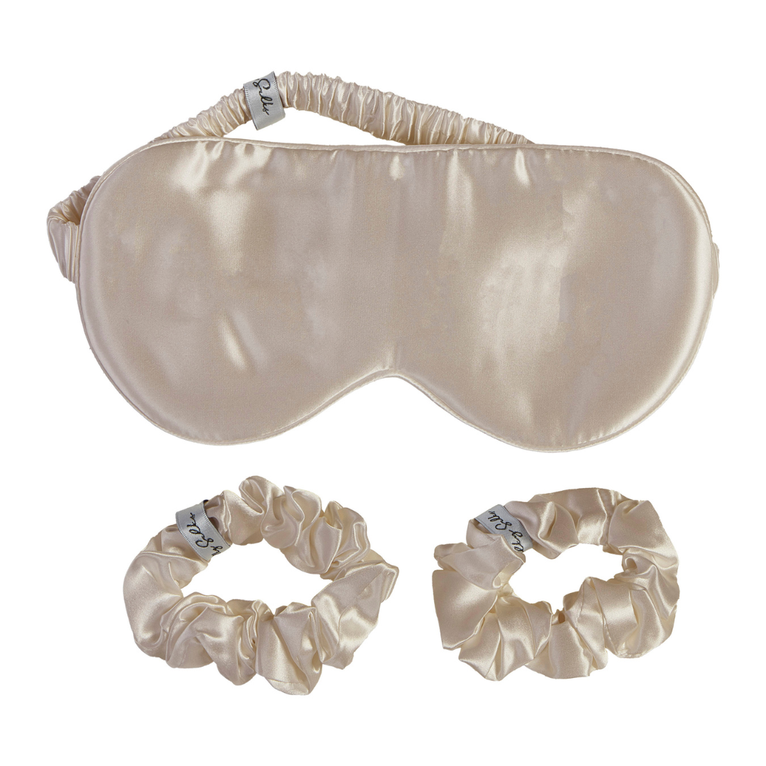 Silky Silks Mulberry Silk Gift Set of Eye Mask & 2 Hair Scrunchies