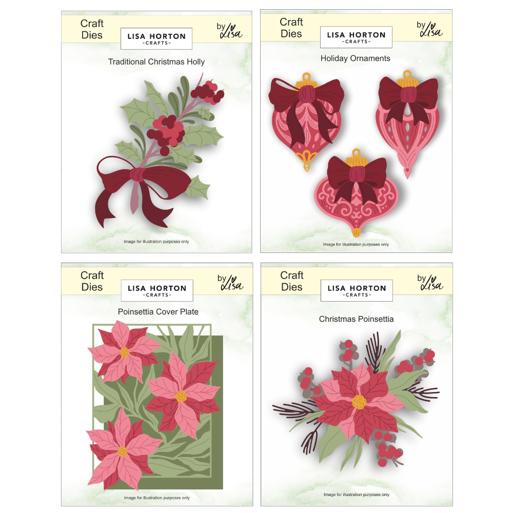 Lisa Horton Crafts Christmas Dies Bundle - Holly, Poinsettia and Ornaments