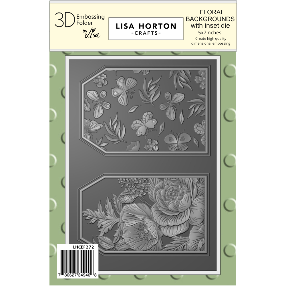 Lisa Horton Crafts Floral Backgrounds 3D Embossing Folder with Integrated Die