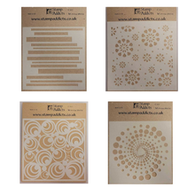 Stamp Addicts Set of 4 Stencils - Shadow Stripes, Daisies, Spinning Circles & Ever Decreasing Circles