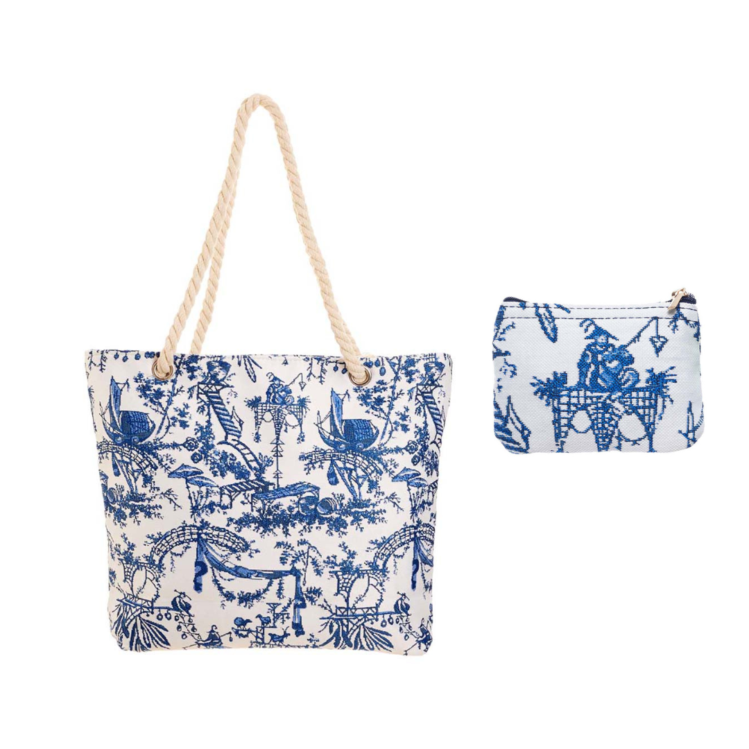 Signare Tapestry Rope Beach Bag with Zip Purse