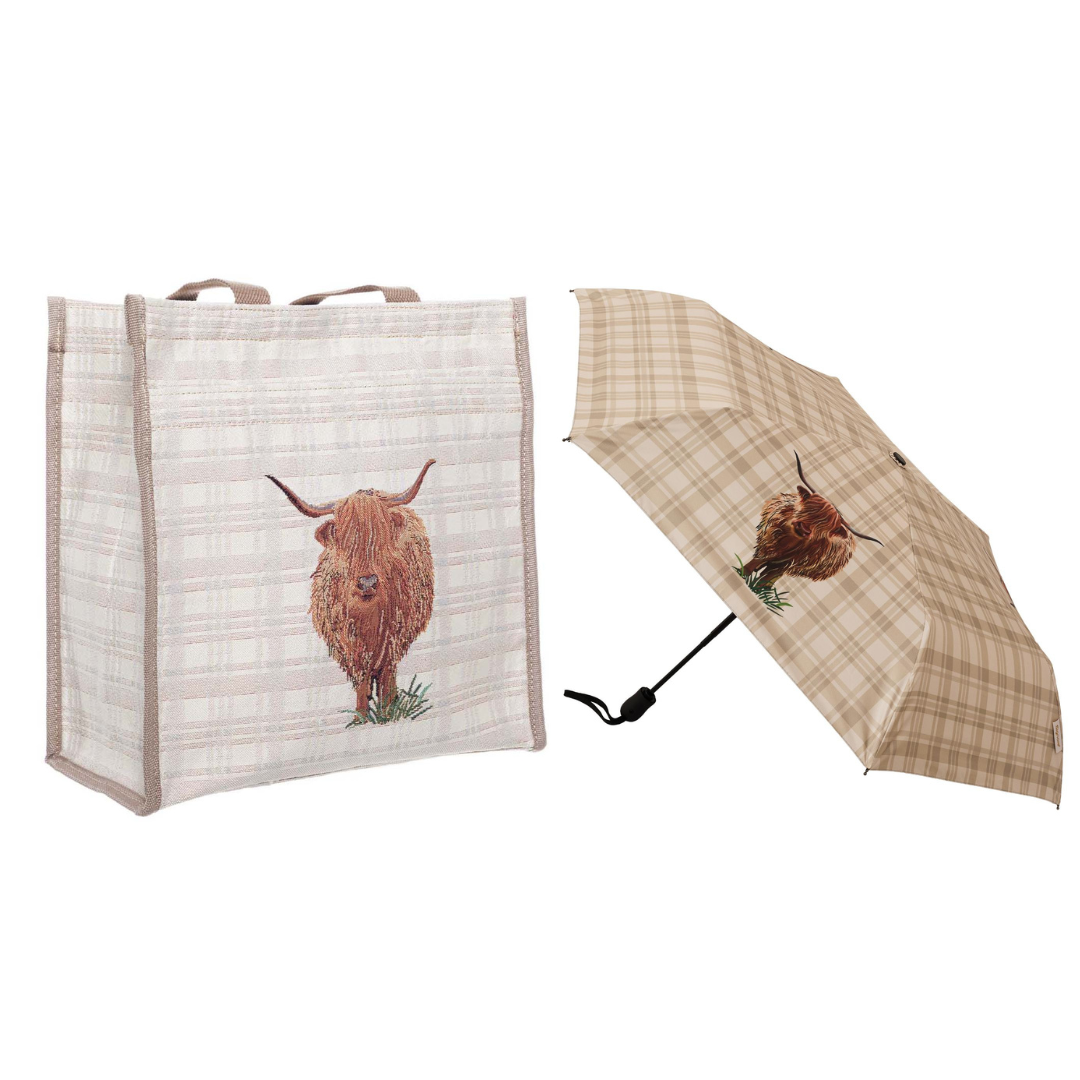 Signare Tapestry Shopper Bag with Automatic Umbrella