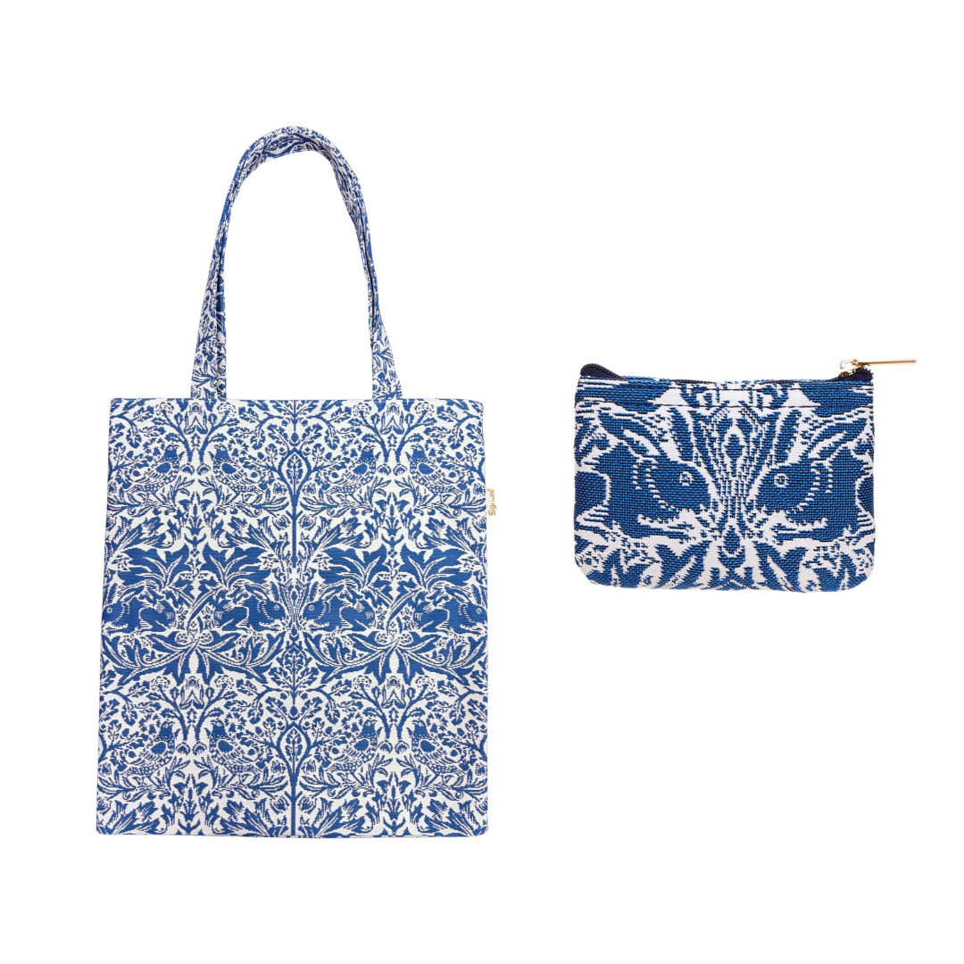 Signare Tapestry William Morris Brother Rabbit Flat Bag with Zip Purse
