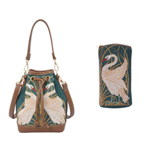 Signare Tapestry William Morris Walter Crane Swan Bucket Bag with Glasses Case