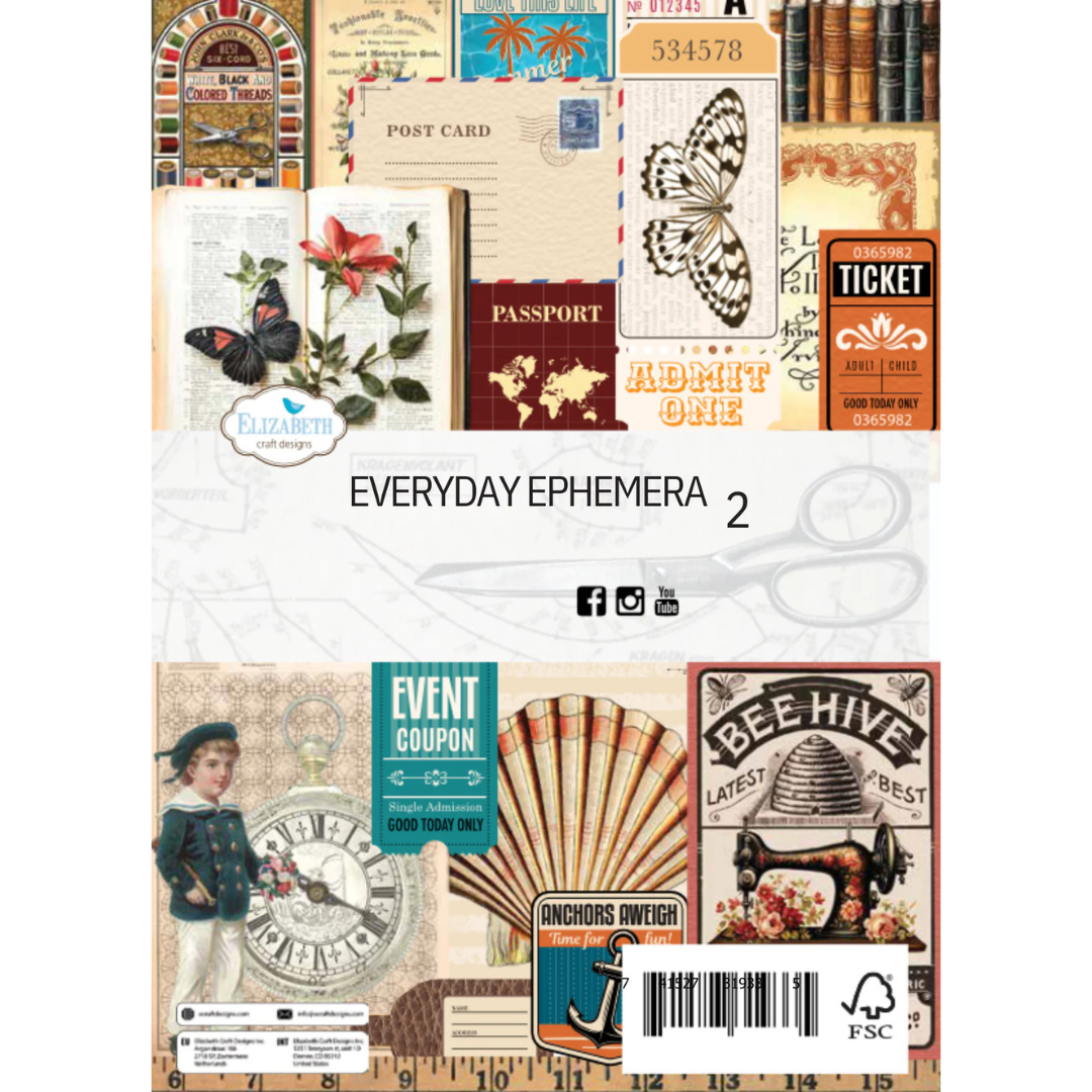 Elizabeth Craft Designs Everyday Ephemera 2 - 24 Sheets