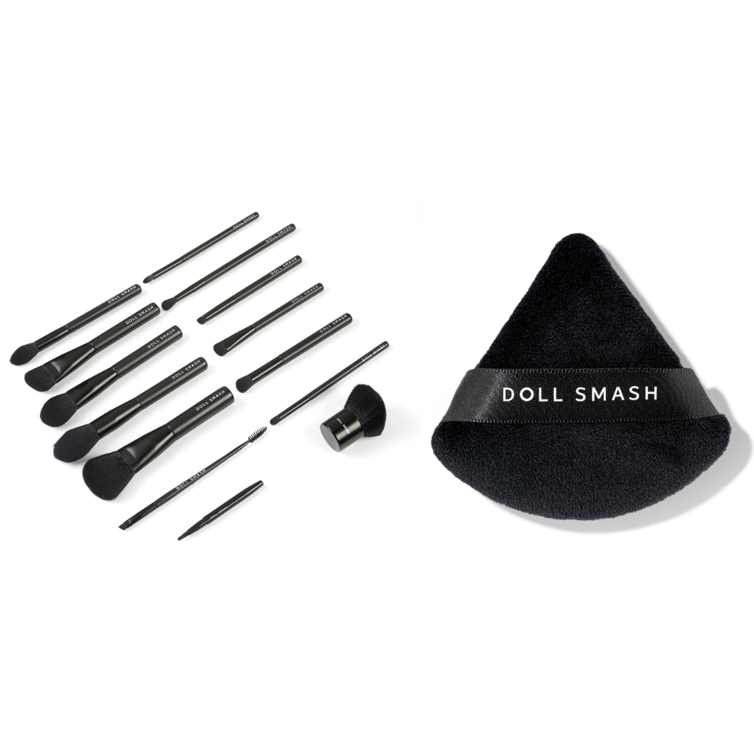 Doll Smash Cosmetics Full Make Up Brush Set With Free Velour Powder Puff Set worth £16.00