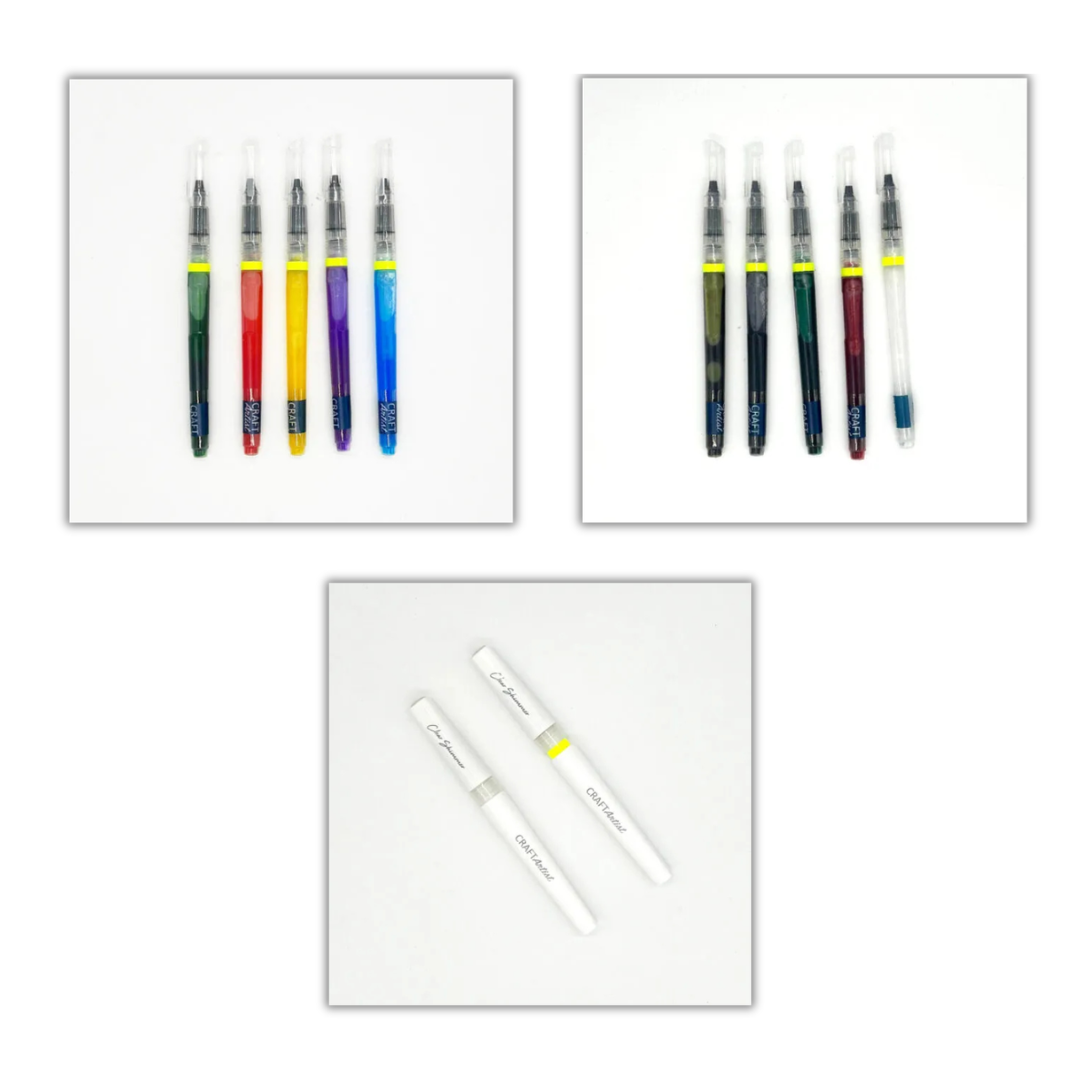 Craft Artist Sparkle Pen Collection - Pastel, Festive & Clear 12 Pens Total