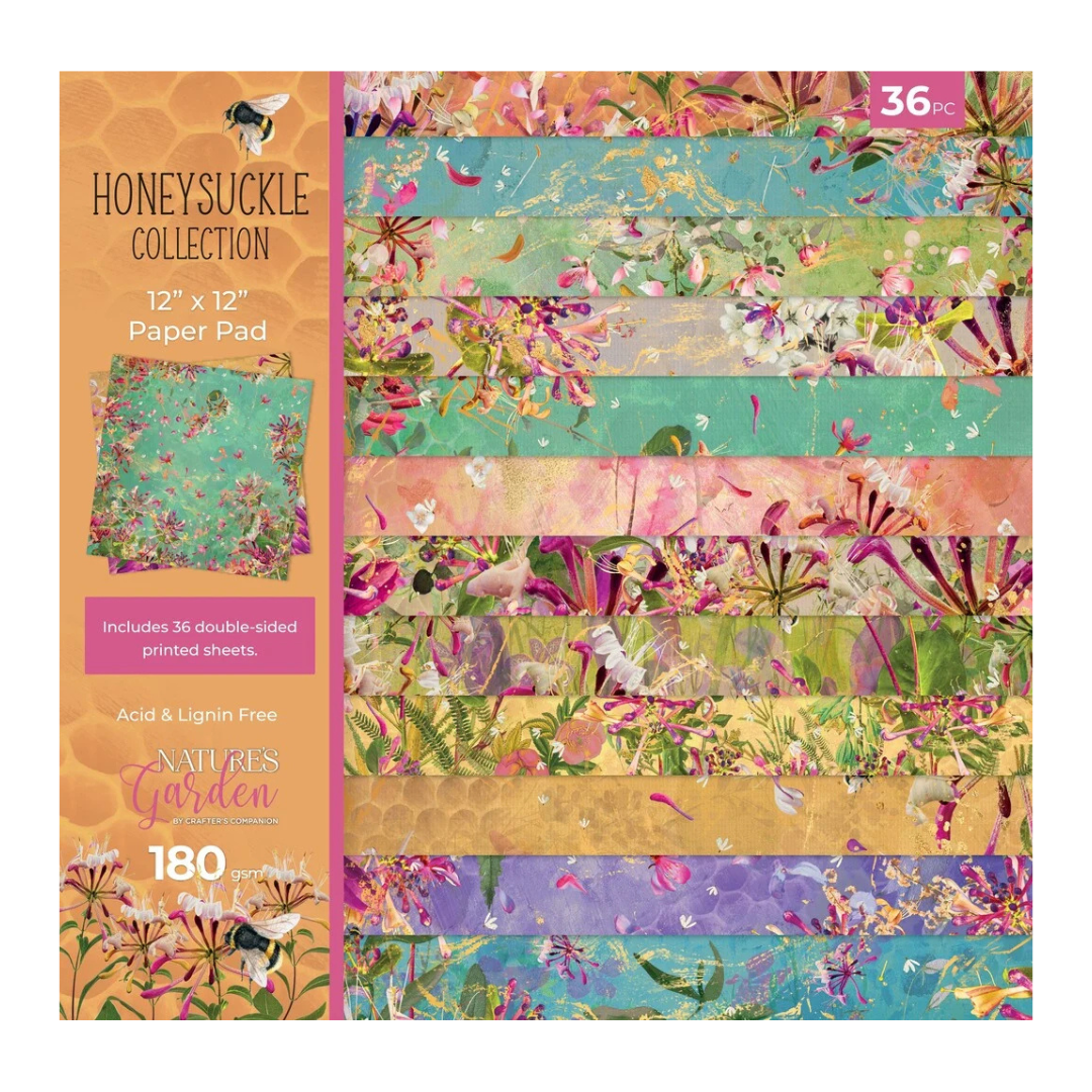 Crafters Companion Honeysuckle 12" x 12" Paper Pad - 36 Sheets