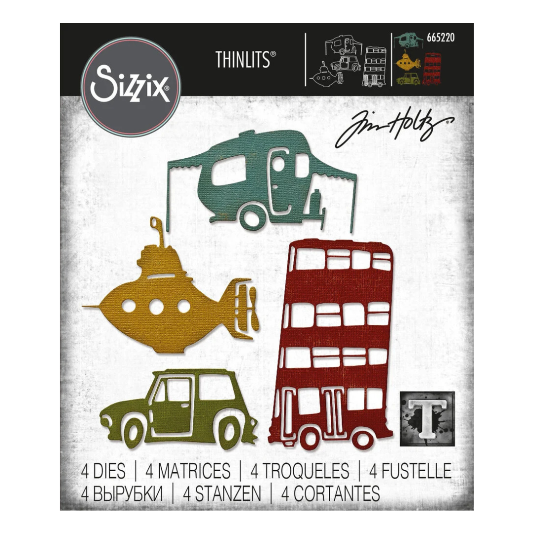 Sizzix Thinlets Die by Tim Holtz Wacky Transport #1 Die Set - 14 dies
