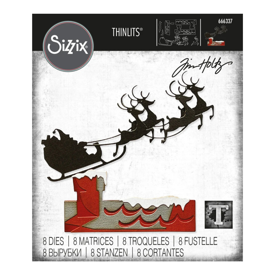 Sizzix Thinlits by Tim Holtz Reindeer Sleigh Die Set - 8 Dies