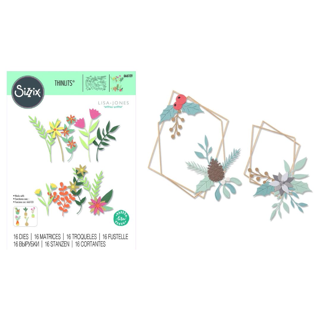 Sizzix Thinlits Geometric Winter Frame & Boho Bouquet Die Set - 34 dies
