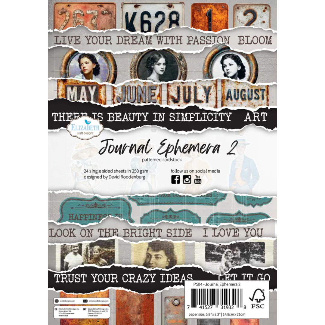 Elizabeth Craft Designs Journal Ephemera 2 - 24 Sheets