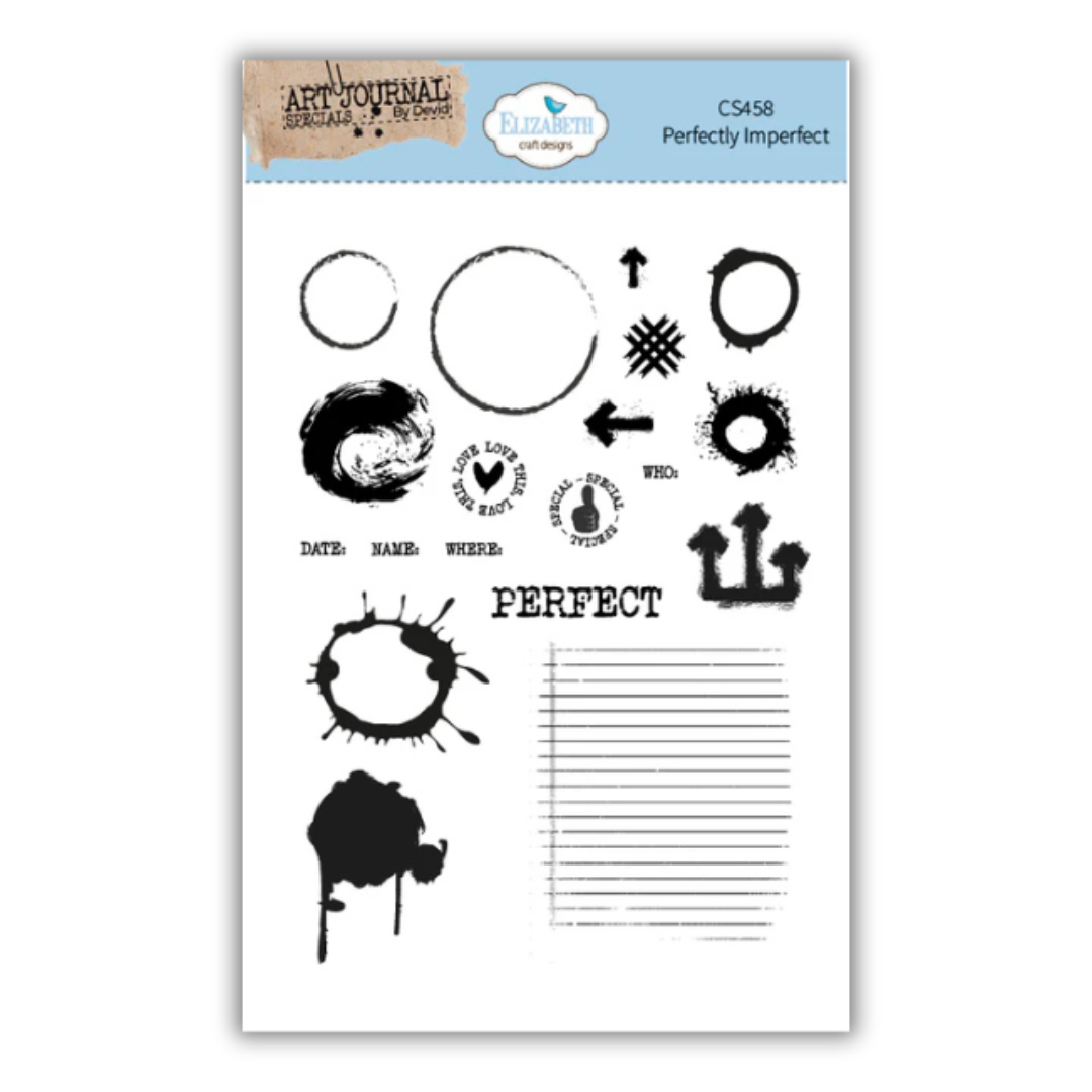 Elizabeth Craft Designs Perfectly Imperfect A5 Stamp Set - 19 stamps