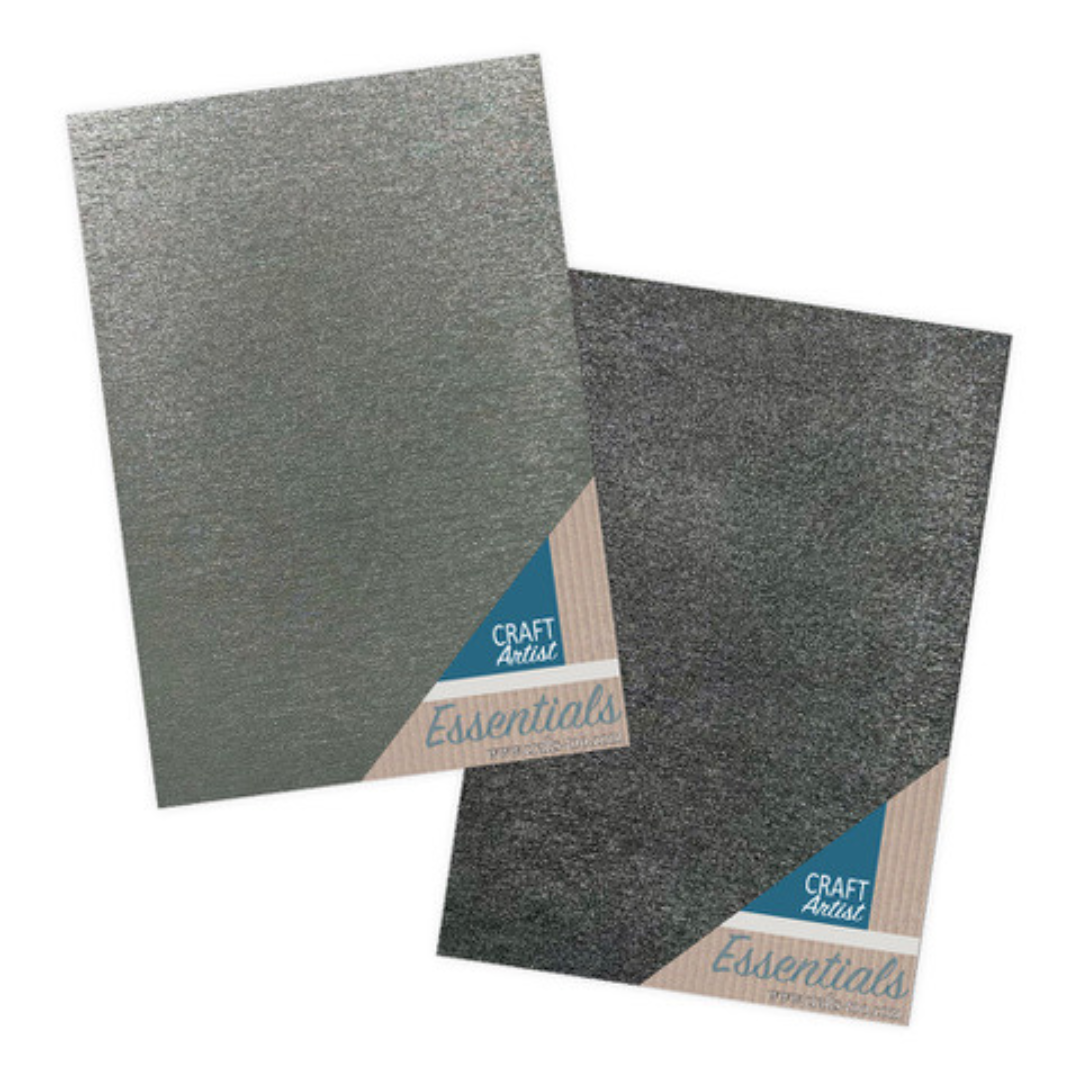 Craft Artist Waterfall Glitter Card - 20 Sheets - 10 x Black & 10 x Silver