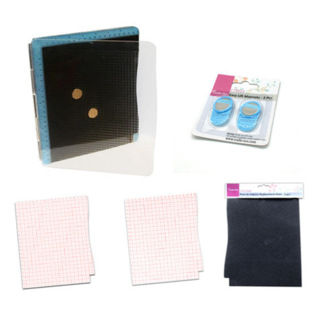 Crafts Too Press to Impress Complete Kit - Press to Impress, Paper Stamping Templates & Replacement Mat