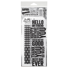Tim Holtz Mixed Media Stamps & Stencil Set #40 - Bold Sayings