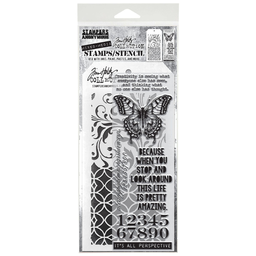 Tim Holtz Mixed Media Stamps & Stencil Set #15 - Perspective