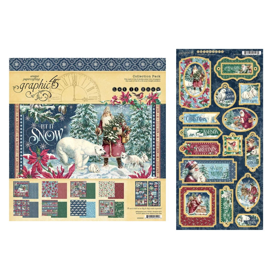 Graphic 45 Let It Snow 12" x 12" Collection Pack & Chipboard Pieces