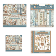 Stamperia White Christmas 12x12 & 8x8 Paper Packs, 12x12 Backgrounds Paper Pack & Rub-Ons by Cristina Radovan
