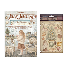 Stamperia White Christmas Junk Journal &  A5 Colored Wooden Shapes by Cristina Radovan