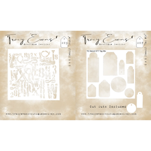Tracy Evans Grunge & Tag Stencil Mix - 2 x 6x6" Stencils