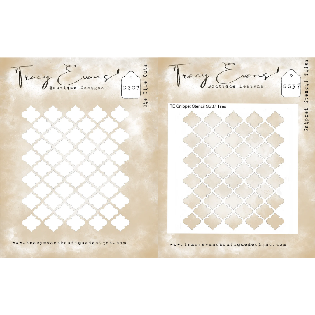 Tracy Evans Tile Cuts Die & Snippet Tiles Stencil