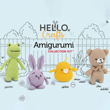 Hello Crafts Backyard Amigurumi Collection Kit - Frog, Bunny, Chick & Teddy Bear