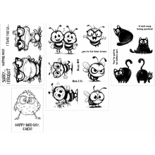 Funky Fossil Animal Antics Stamp Collection - A5 Bees Knees, A6 Hopping Mad, A6 Fat Cats & A7 Bird-day Chick