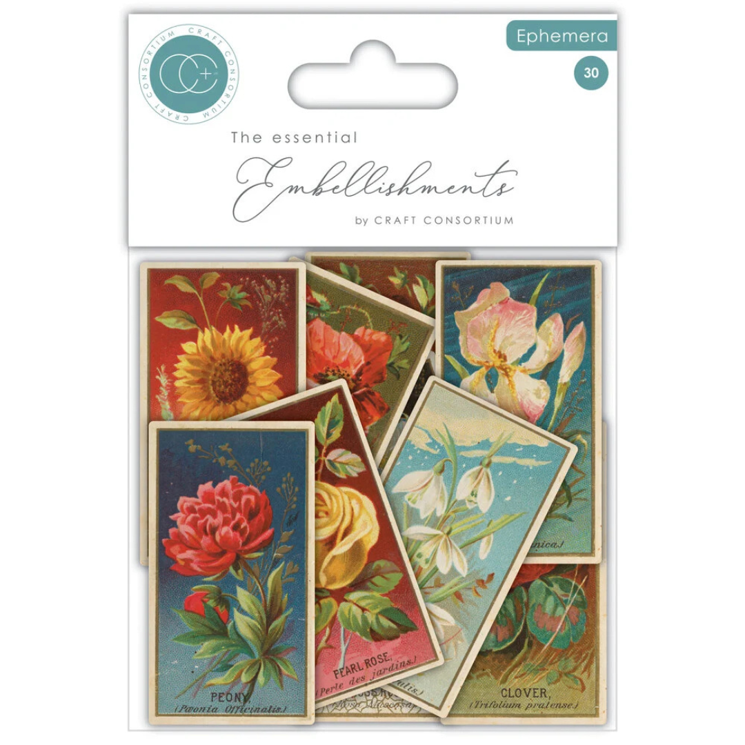 Craft Consortium The Collector Ephemera Flowers - 30 Pieces