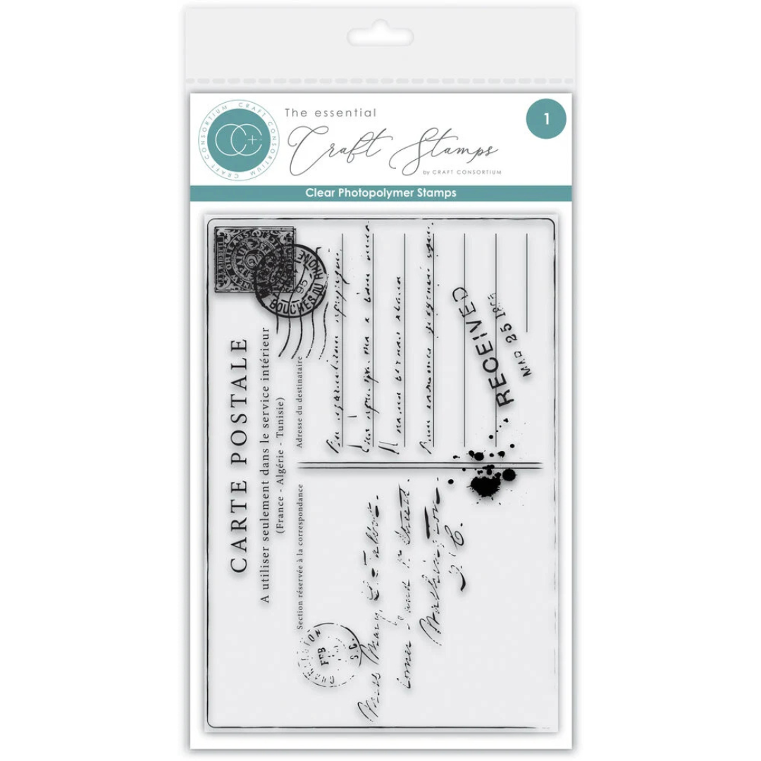 Craft Consortium The Collector A6 Clear Photopolymer Stamp Set Old Postcard