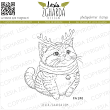 Lesia Zgharda Christmas Reindeer Cat Stamp (Extended Delivery)