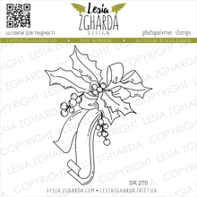 Lesia Zgharda Bow with Holly & Berries Stamp (Extended Delivery)