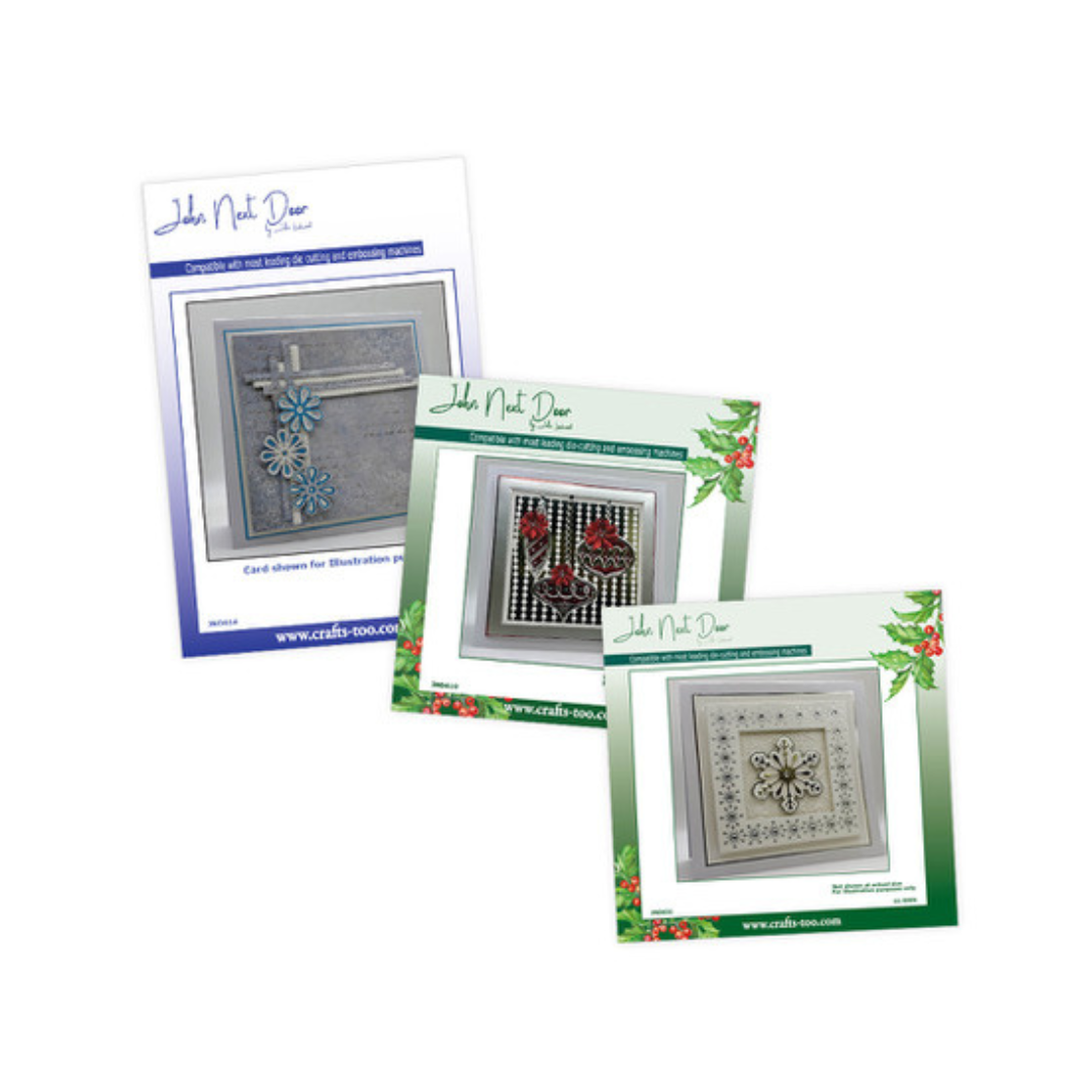 John Next Door Retro Lines Die Set Bundle - Bauble, Snowflake & Offset Lines