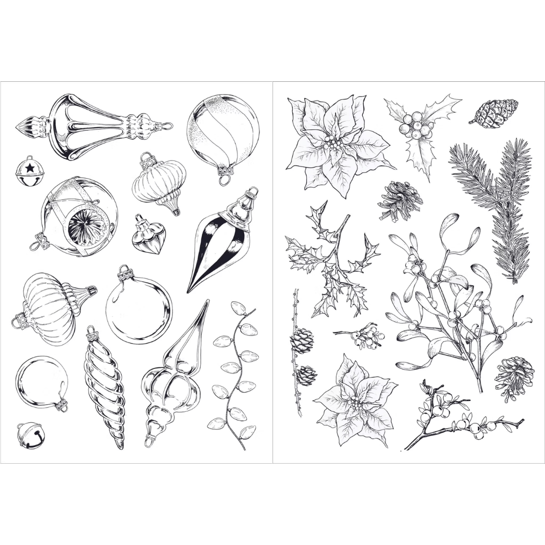 Funky Fossil Classic Trimmings & Festive Greenery A5 Stamp Sets