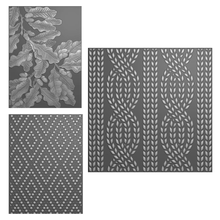 Funky Fossil Set of 3 Assorted Embossing Folders - Oak Leaf, Knit & Diamond Dots