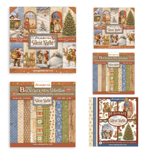 Stamperia Silent Night 12x12" & 8x8" Paper Packs, 12x12" & 8x8" Backgrounds Paper Pack & Rub-Ons