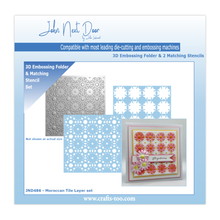 John Next Door - 3D Embossing Folder & Stencil Set - Moroccan Tile
