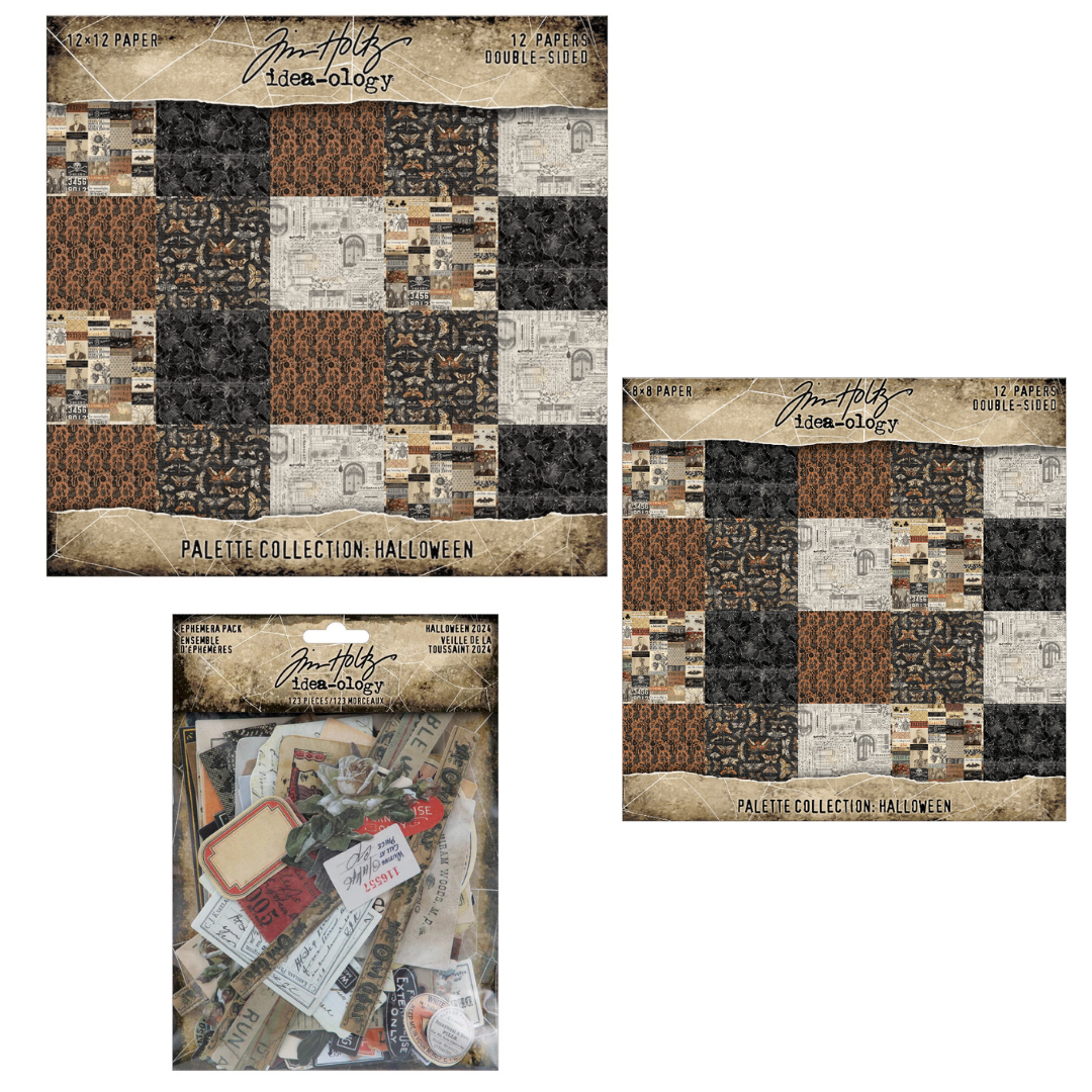 Tim Holtz 12x12" & 8x8"" Halloween Palette Papers & Ephemera
