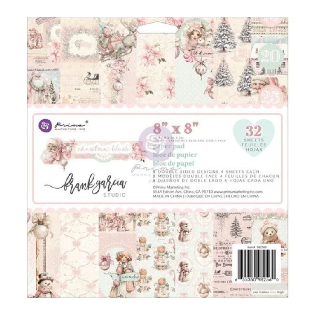 Prima Christmas Blush 8x8 Inch Paper Pad by Frank Garcia - 32 Sheets