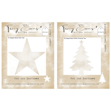 Tracy Evans Snippet Stencil Star & Christmas Tree -  4 x 4 inch stencil including cutout