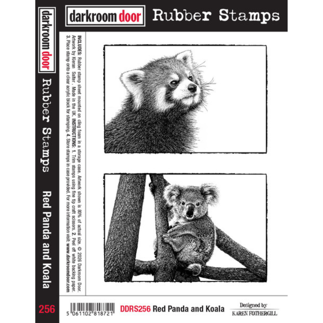 Darkroom Door Red Panda and Koala Rubber Stamp Set