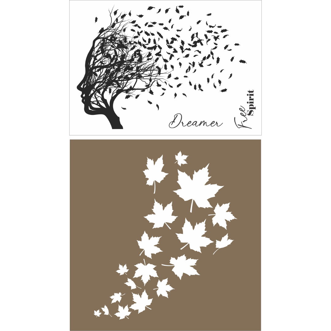 Funky Fossil A6 Dreamer Stamp Set and Falling Leaves 6x6" stencil