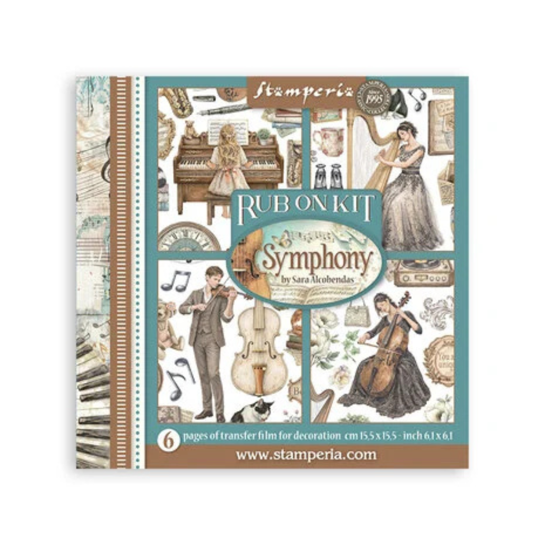 Stamperia Symphony Rub-On 15.5x15.5cm Assortment by Sara Alcobendas
