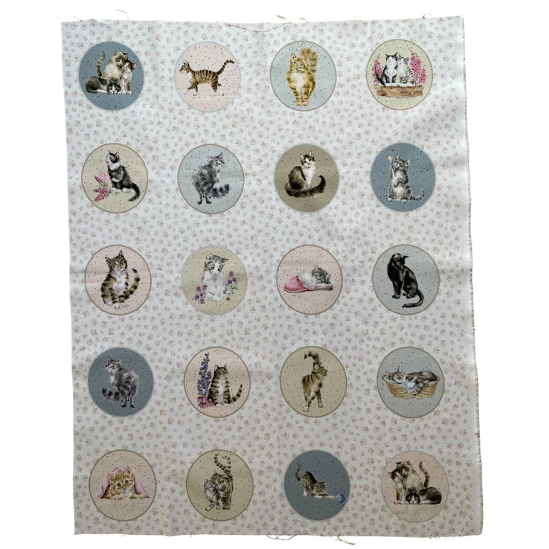 Village Fabrics Wrendale Whiskers & Paws Fabric Panel 2