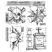 Tim Holtz Stampers Anonymous Cling Stamps - Halloween Blueprint