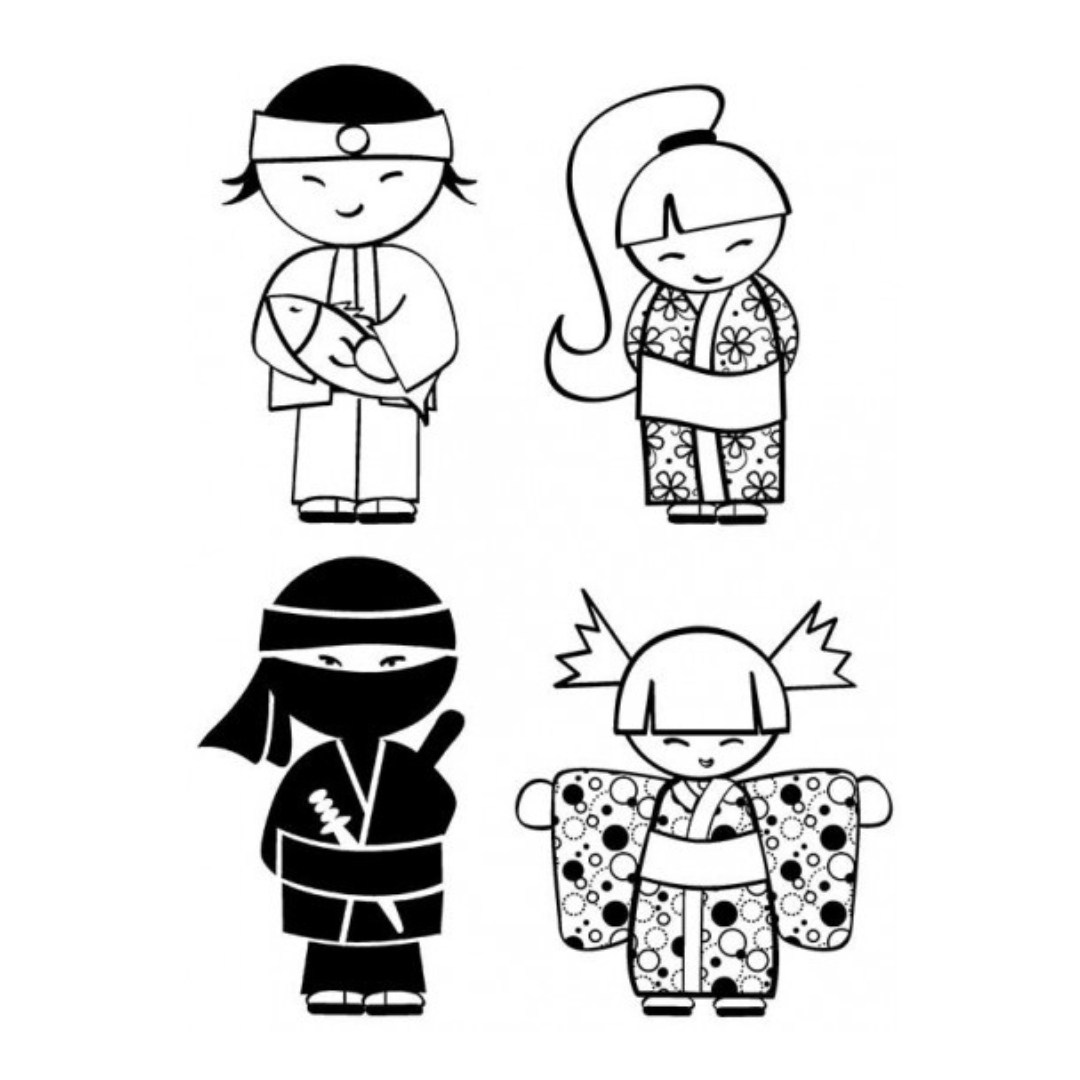 Stamp Addicts Kokeshi Kids cling mounted rubber stamp set