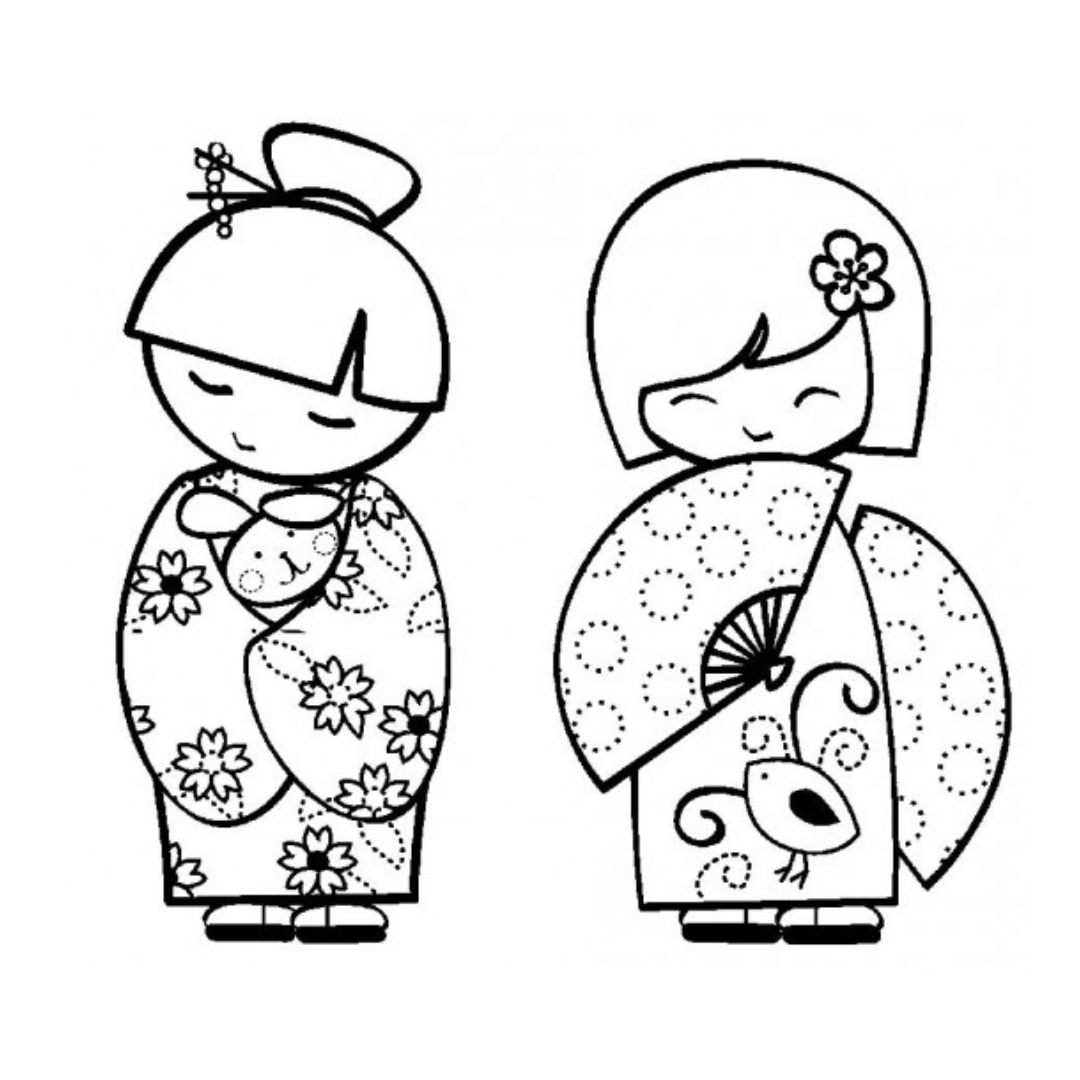 Stamp Addicts Large Kokeshi Dolls rubber stamp set