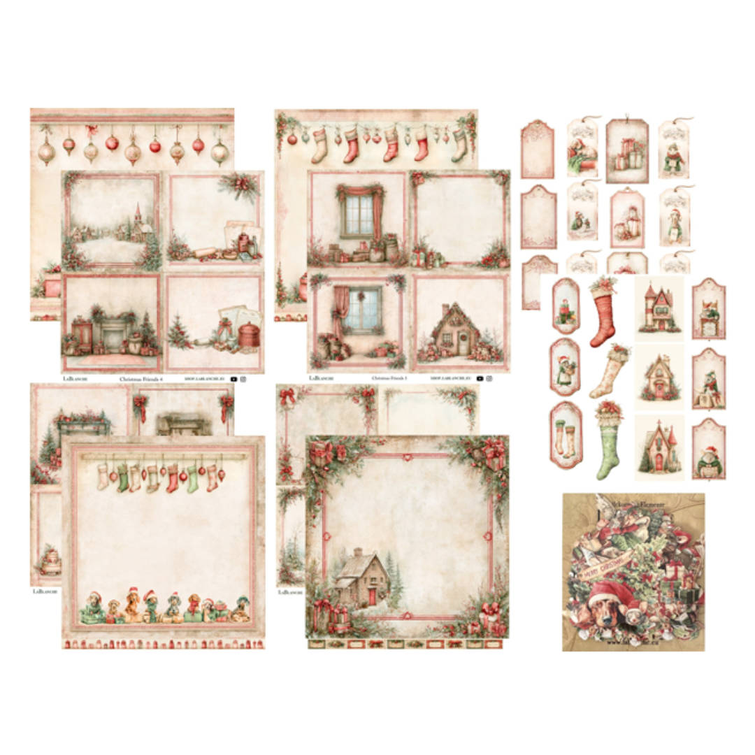 LaBlanche Country Christmas Papercrafting Kit - 12 Designer Papers, Tags, & Die-Cuts