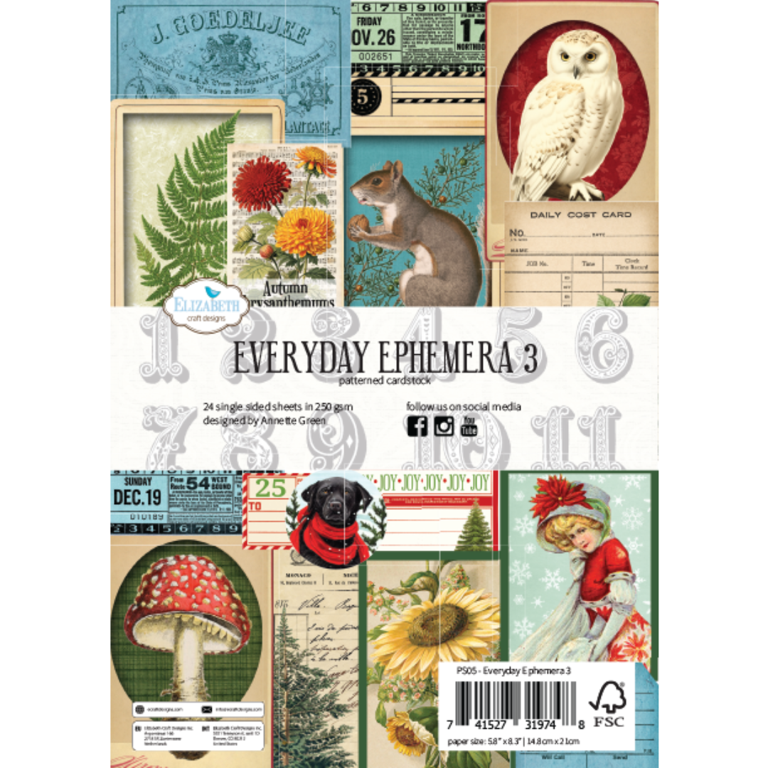 Elizabeth Craft Designs Everyday Ephemera Pack - 24 Sheets